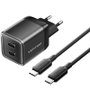 Vention Cargador de Pared GaN 45W con 2x USB-C y Cable USB-C